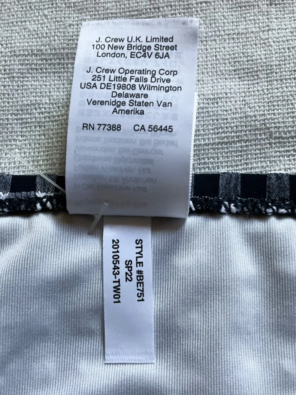 NWT J Crew Women’s Gingham Seersucker Bikini Bottom, Navy/White, Sz S - Picture 6 of 8